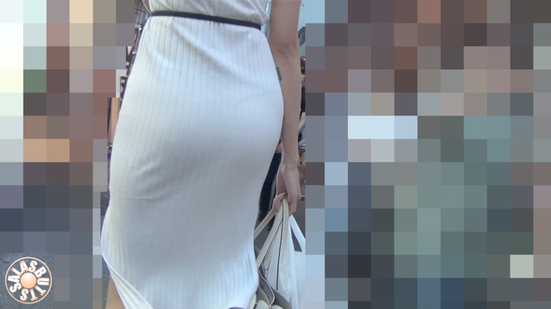 【FHD高画質】圧巻の白ワンピ 堂々としたTバック