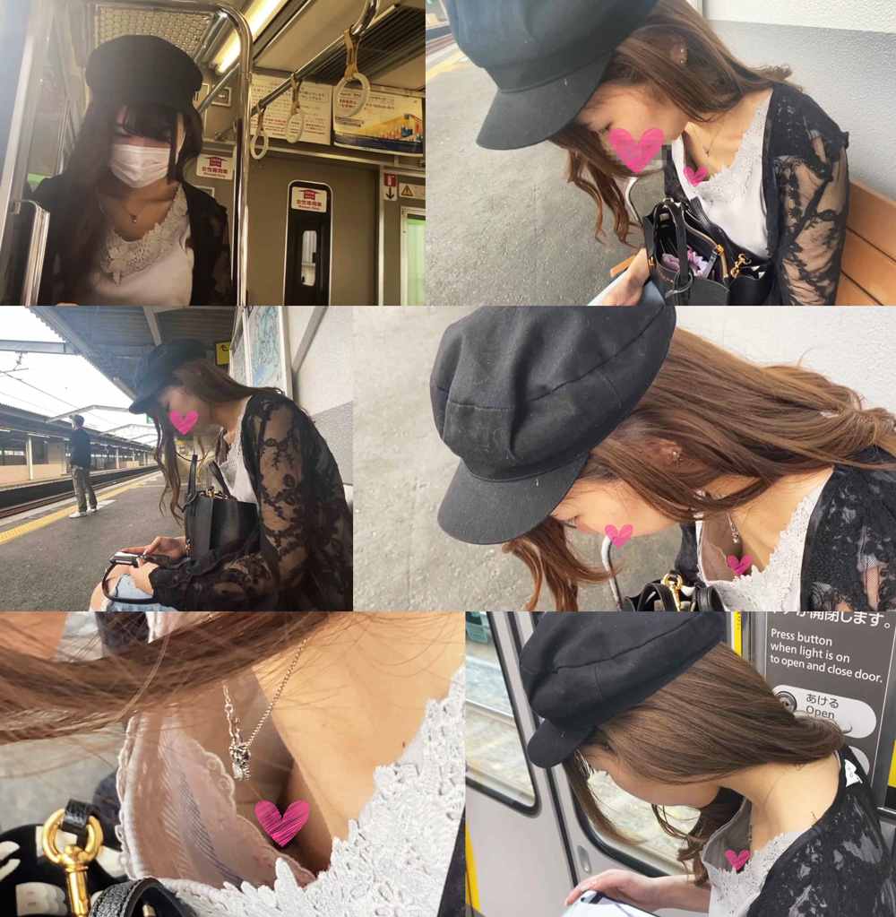 [電車・胸チラ]デート前のオシャレさんの乳首が見えてます[顔有]