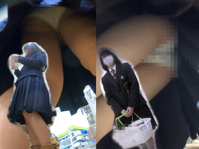 [4Kエンコード]イモっ娘制服Kちゃん2人の純白パンチラ