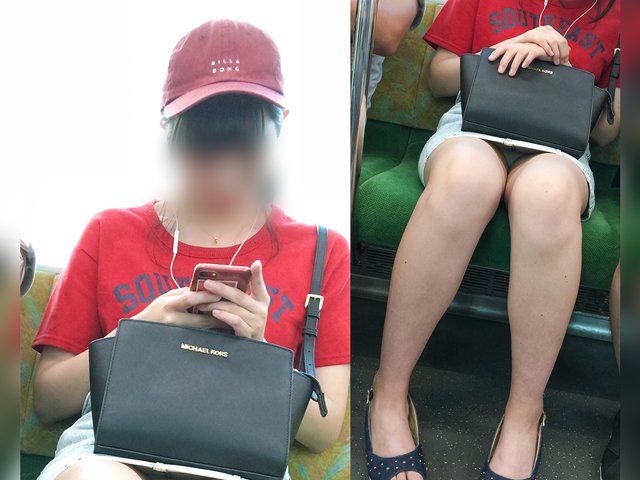 ピチピチデニミニ美脚JDの生白パンティ