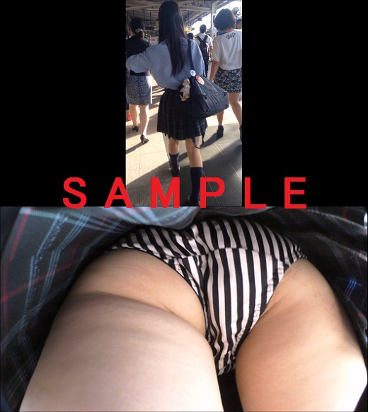 【股下何cm!?Part36】4Kカメラ撮影(8)肉眼で見てるみたい…放課後のJ★Kちゃんの縞パンをゲット!!