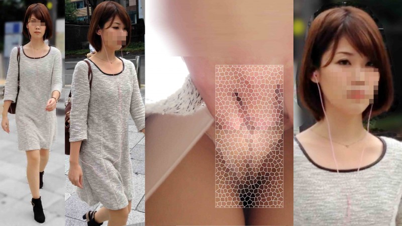 4K bomb442 極上美人☆ショートカットの長袖ミニワンピお姉さんのピンクP　階段めくり