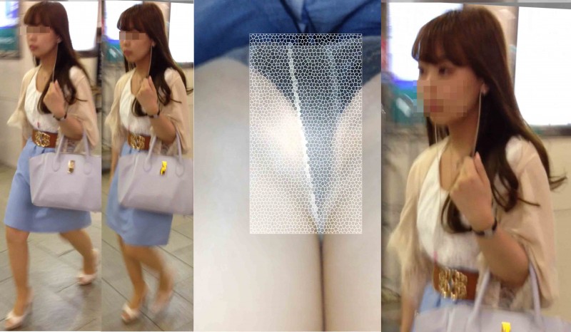 Full HD bomb461 アイドル系美人OLのスト越し黒レースP　エスカめくり