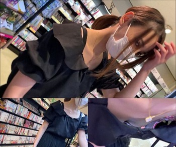 【素人乳首チラ&声かけ】やりました！！wトップモデルクラスの若いコの綺麗なおっぱいをこれでもかと近接撮影！！最後は声かけまでww