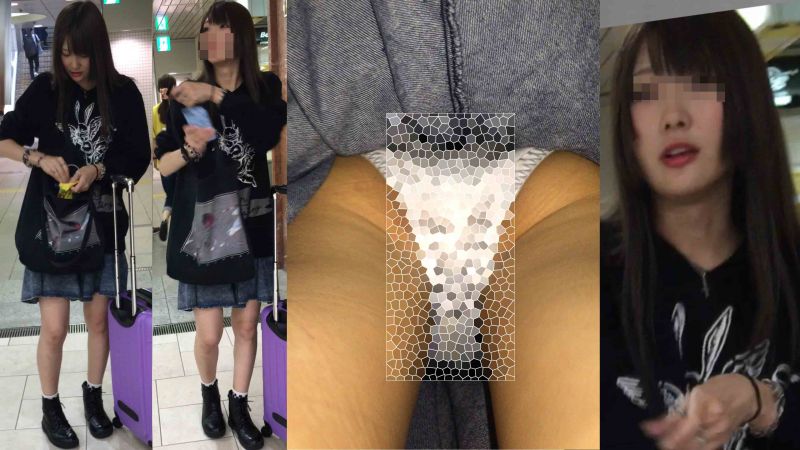 4K bomb409 バンギャ風JDフレアデニミニin純白サテン生　エスカめくり