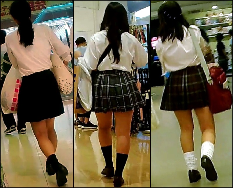 【高画質】制服白パン逆さ撮りＮｏ３３